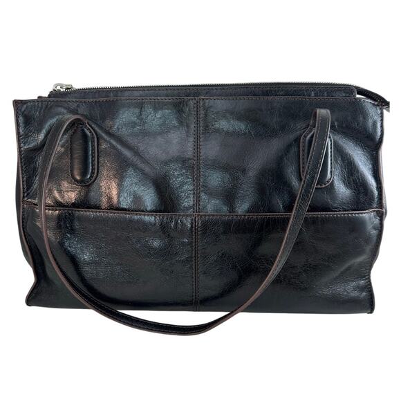 Hobo International Friar Black Distressed Leather Shoulder Bag Purse Boho Bag - Picture 5 of 6